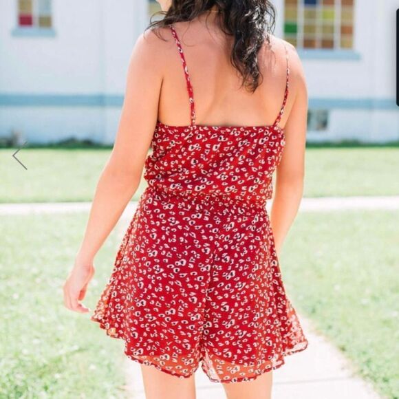 Trixxi Red Cheetah Animal Print Romper Small - Picture 3 of 11